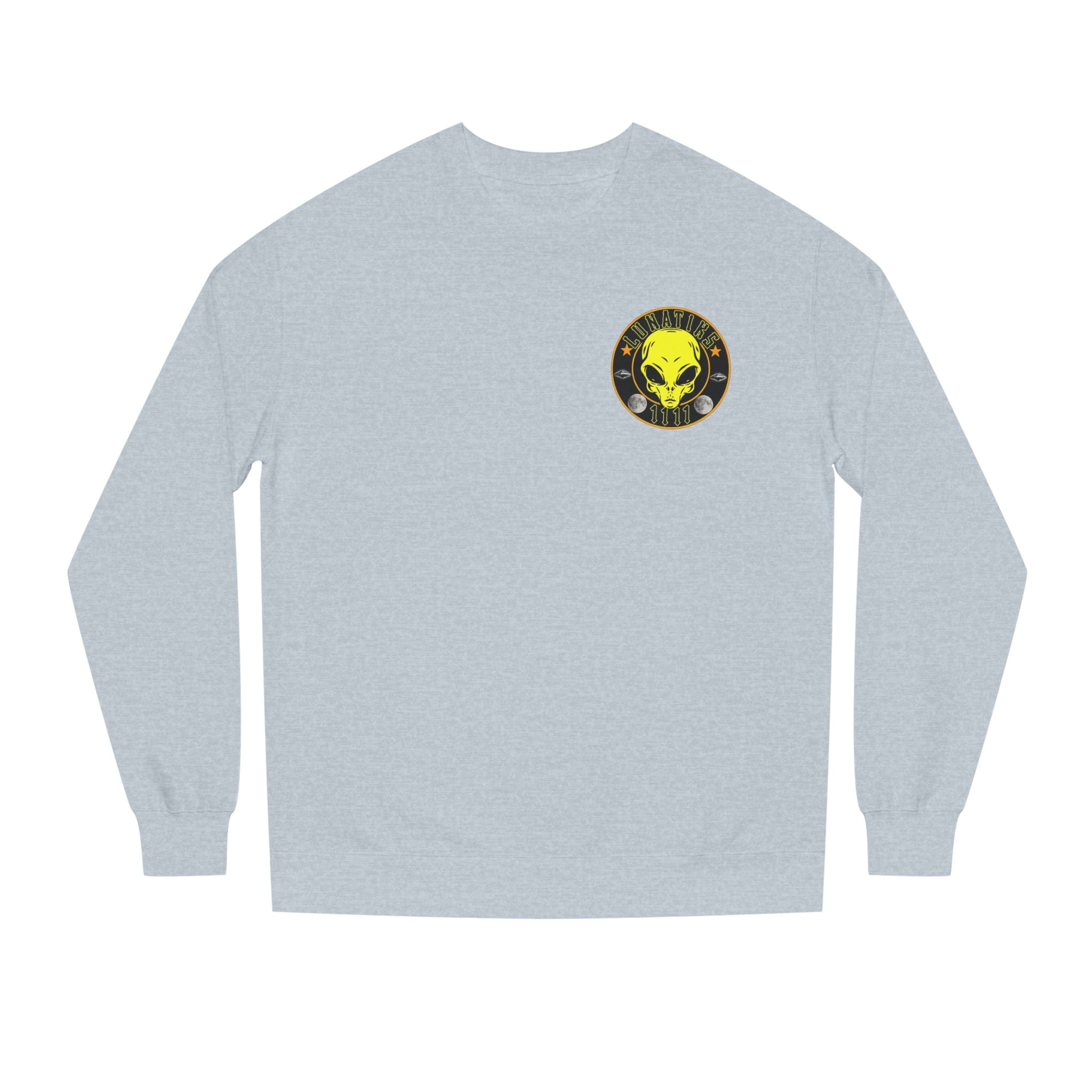 Alien Skull Crewneck Sweatshirt — Neon Green UFO Graphic