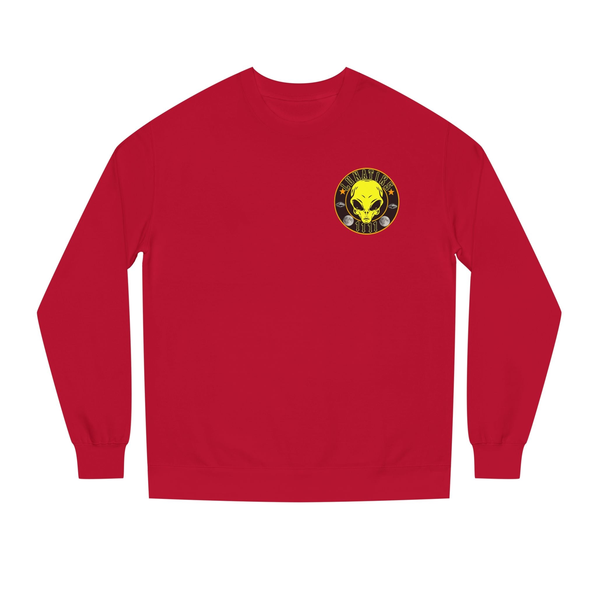 Alien Skull Crewneck Sweatshirt — Neon Green UFO Graphic