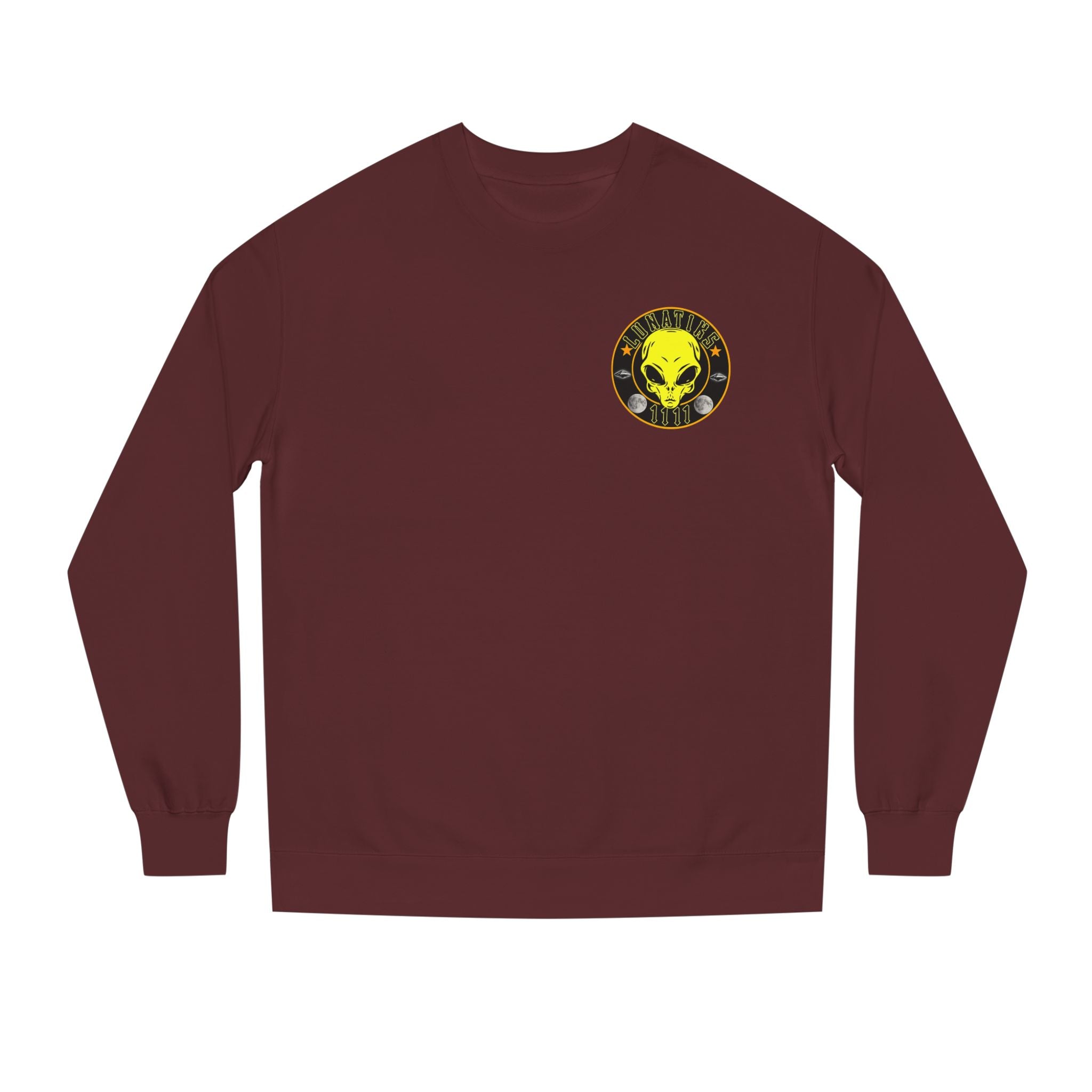 Alien Skull Crewneck Sweatshirt — Neon Green UFO Graphic
