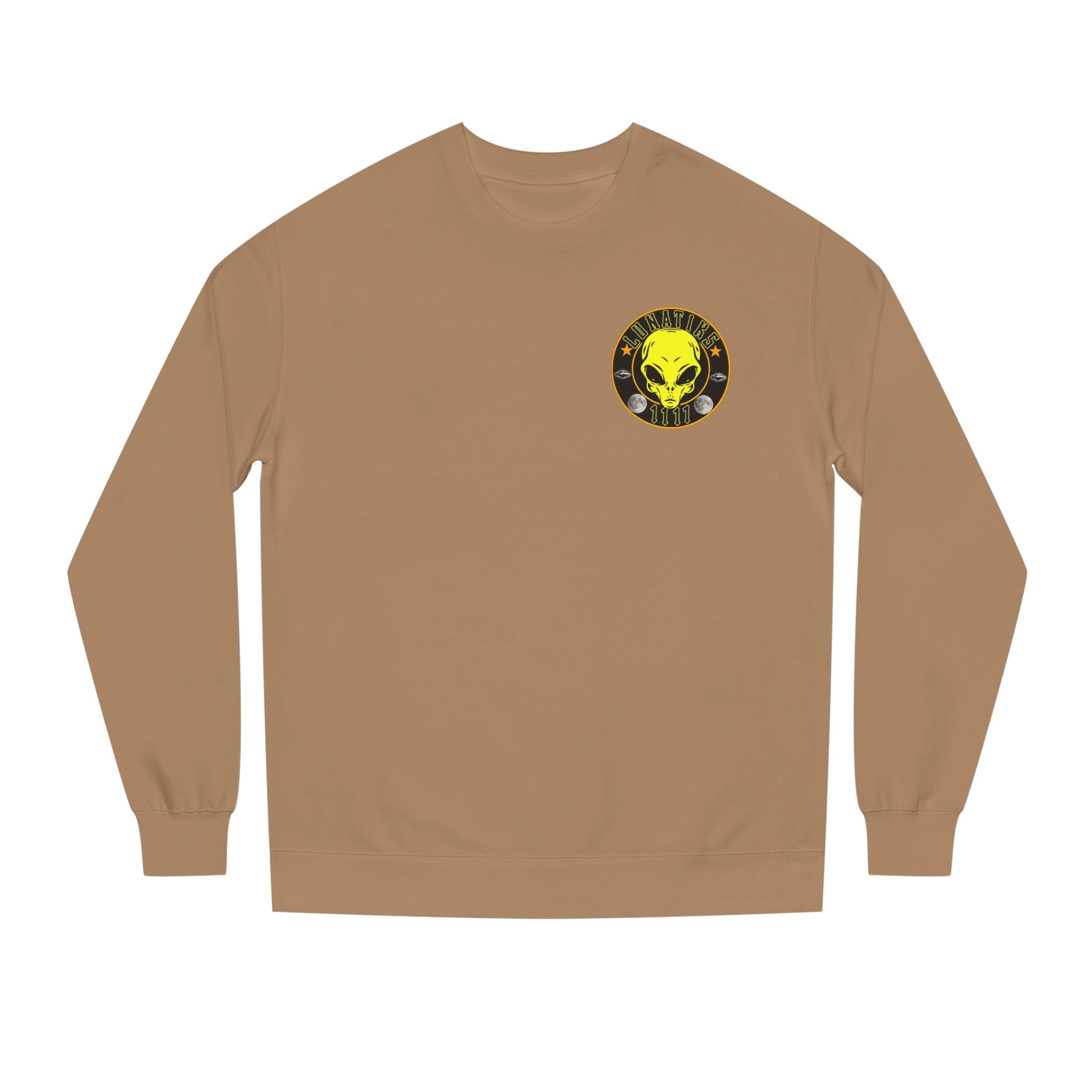 Alien Skull Crewneck Sweatshirt — Neon Green UFO Graphic