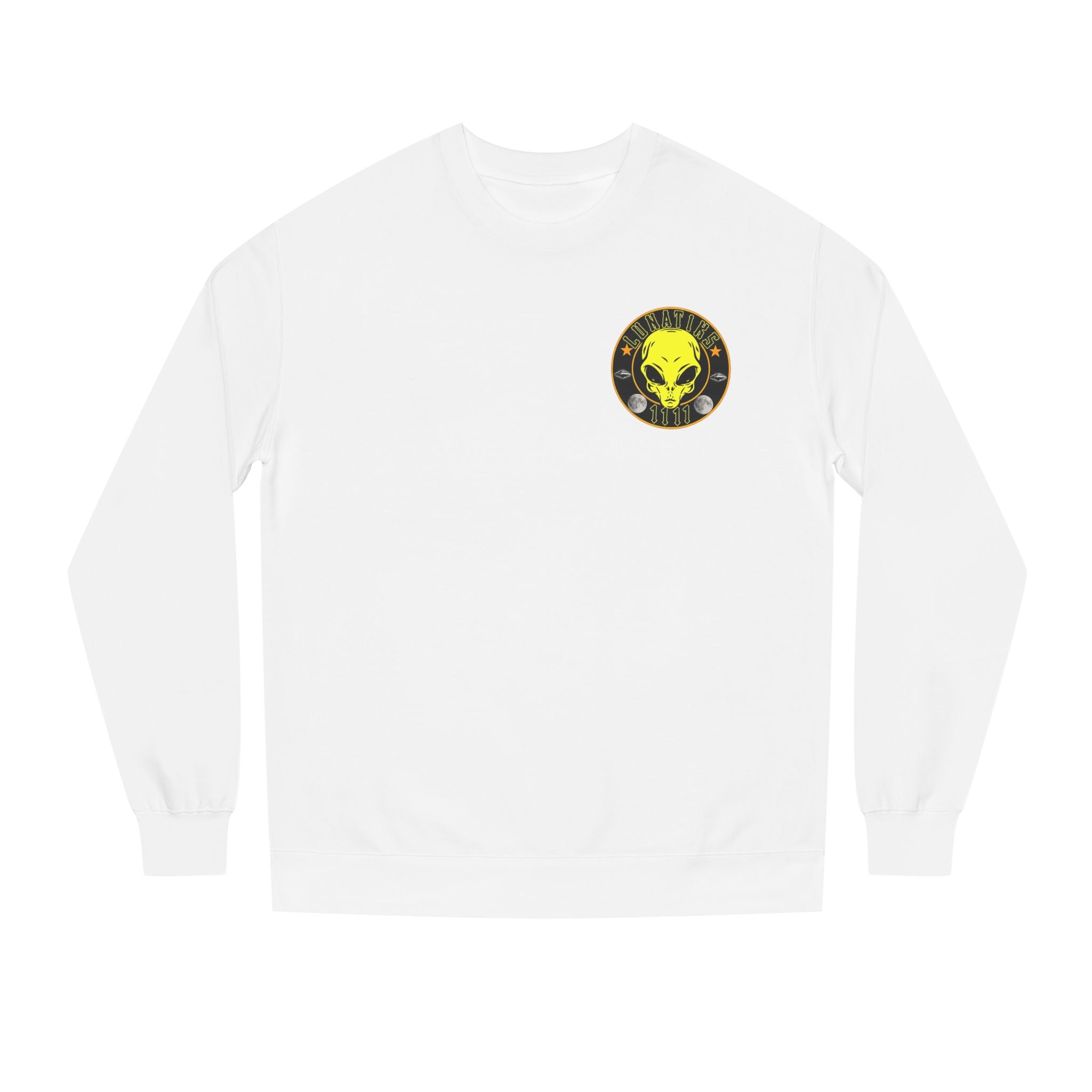 Alien Skull Crewneck Sweatshirt — Neon Green UFO Graphic