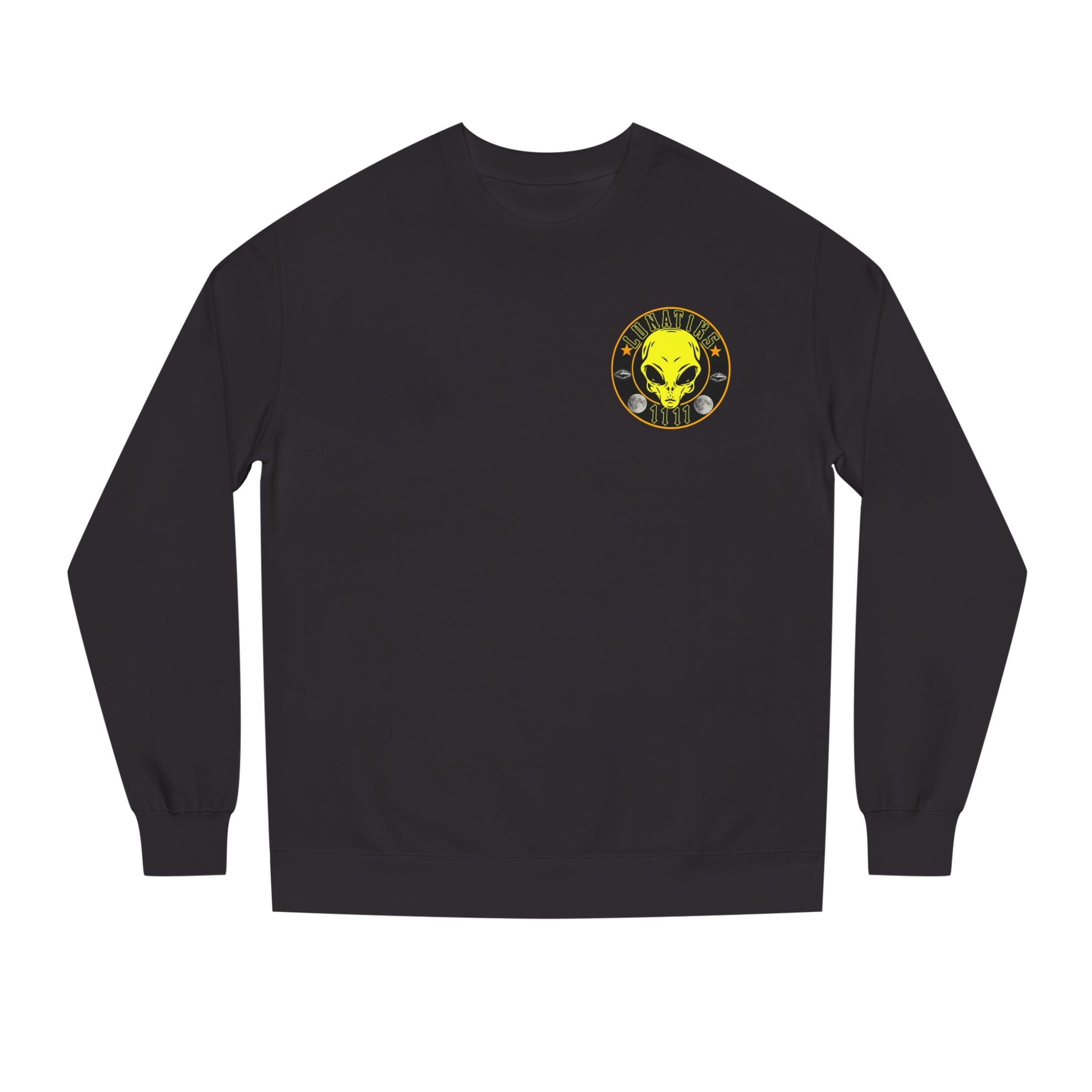 Alien Skull Crewneck Sweatshirt — Neon Green UFO Graphic