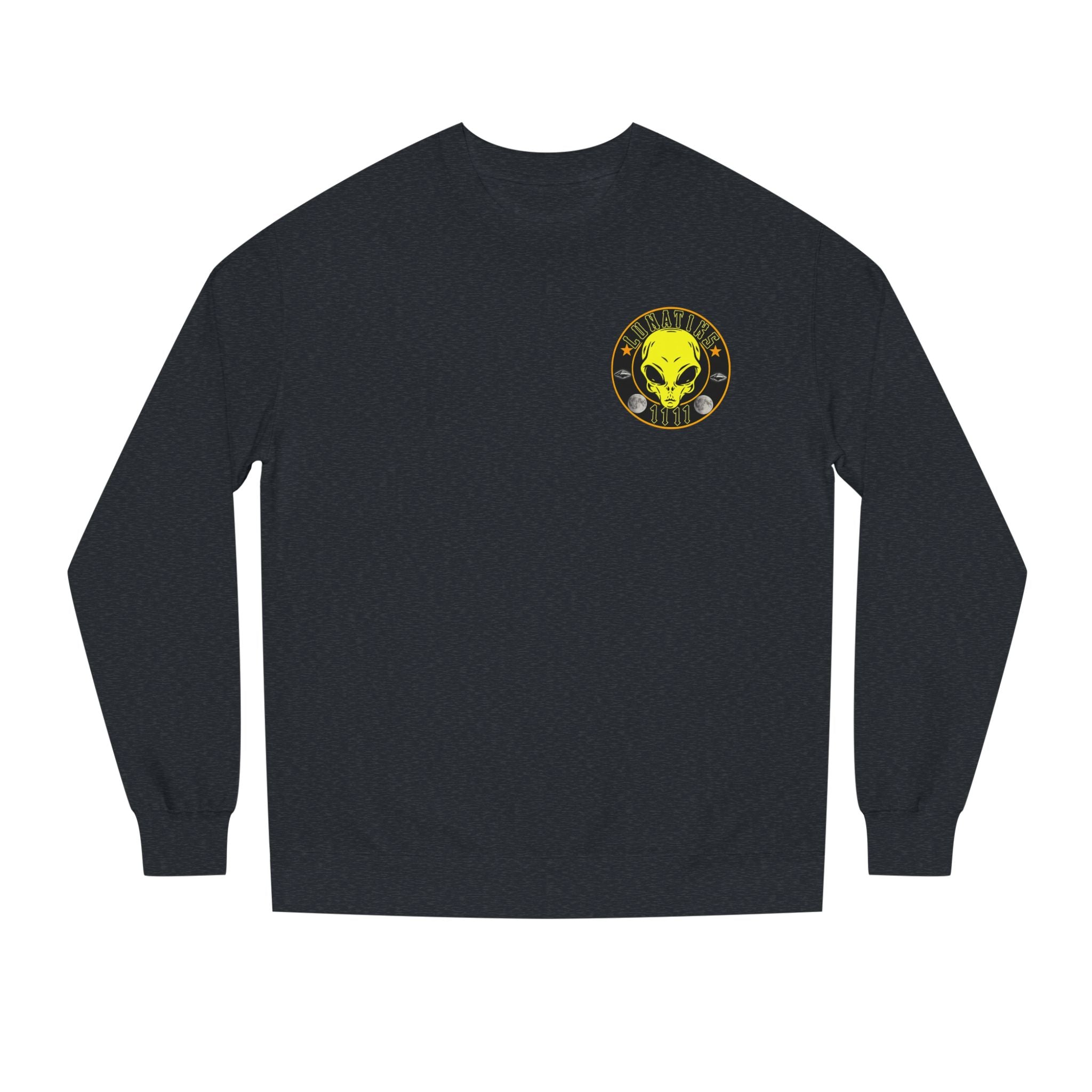 Alien Skull Crewneck Sweatshirt — Neon Green UFO Graphic